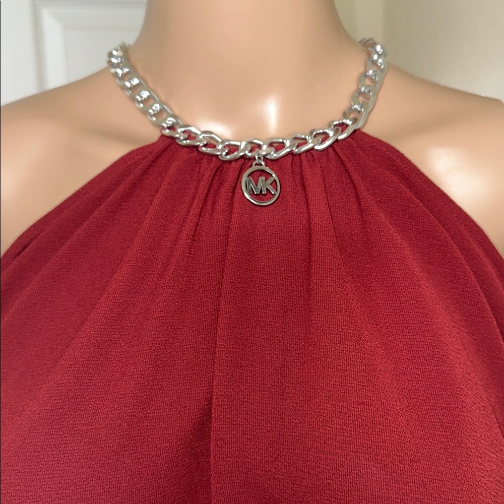 MICHAEL Michael Kors Burgundy Cold-Shoulder Halter Blouse - Picture 3 of 14